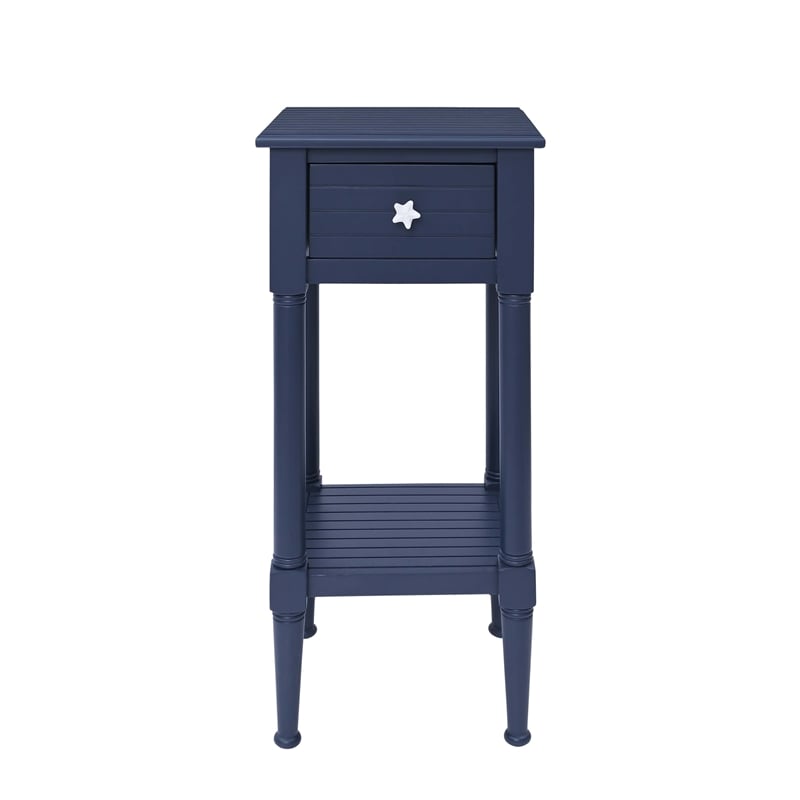 Kingfisher Lane Wood Accent Starfish Coastal Side Table in Navy
