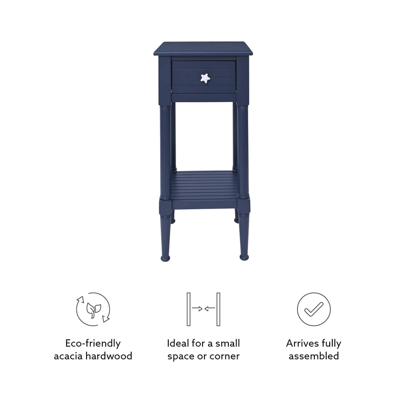 Kingfisher Lane Wood Accent Starfish Coastal Side Table in Navy