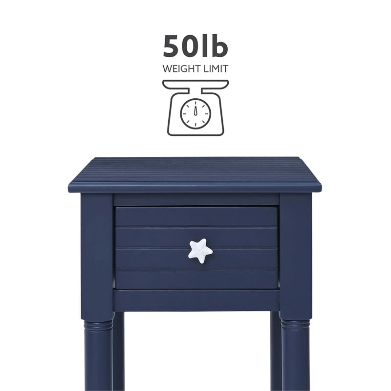 Kingfisher Lane Wood Accent Starfish Coastal Side Table in Navy