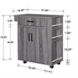 Kingfisher Lane Rolling Kitchen Cart with Storage Cabinet - Gray