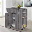 Kingfisher Lane Rolling Kitchen Cart with Storage Cabinet - Gray
