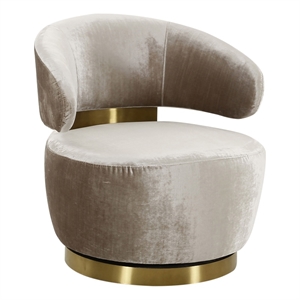 Kingfisher Lane Contemporary Velvet Swivel Chair in Champagne