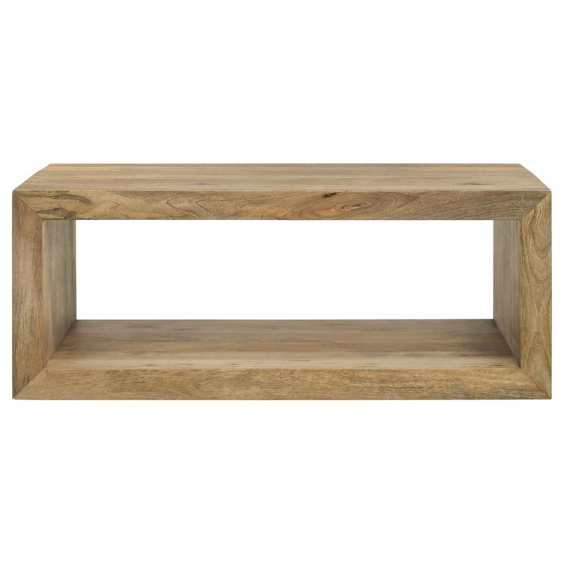 Kingfisher Lane Rectangular Farmhouse Solid Wood Coffee Table in Natural