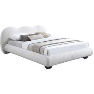 Kingfisher Lane Contemporary Boucle Fabric King Bed in Cream