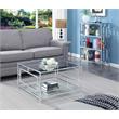 Kingfisher Lane Square Coffee Table in Clear Glass and Chrome Metal Frame