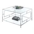 Kingfisher Lane Square Coffee Table in Clear Glass and Chrome Metal Frame