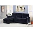 Kingfisher Lane Velvet Reversible Sleeper Sectional with Storage in Black