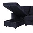 Kingfisher Lane Velvet Reversible Sleeper Sectional with Storage in Black