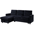 Kingfisher Lane Velvet Reversible Sleeper Sectional with Storage in Black