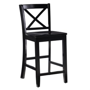 Kingfisher Lane Wood Counter Stool 24&quot Seat Height in Black Painted Finish