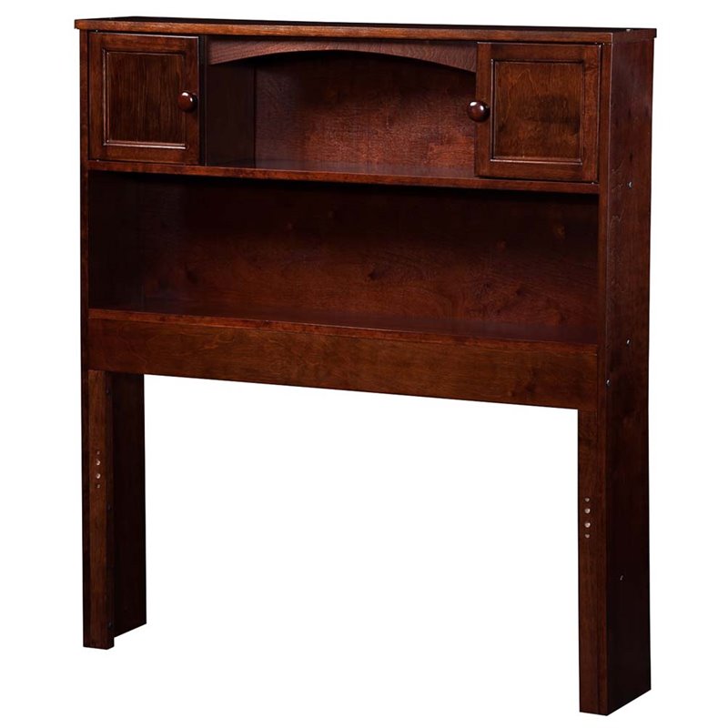 Kingfisher Lane Twin Wood Bookcase Headboard with Device Charger in Walnut