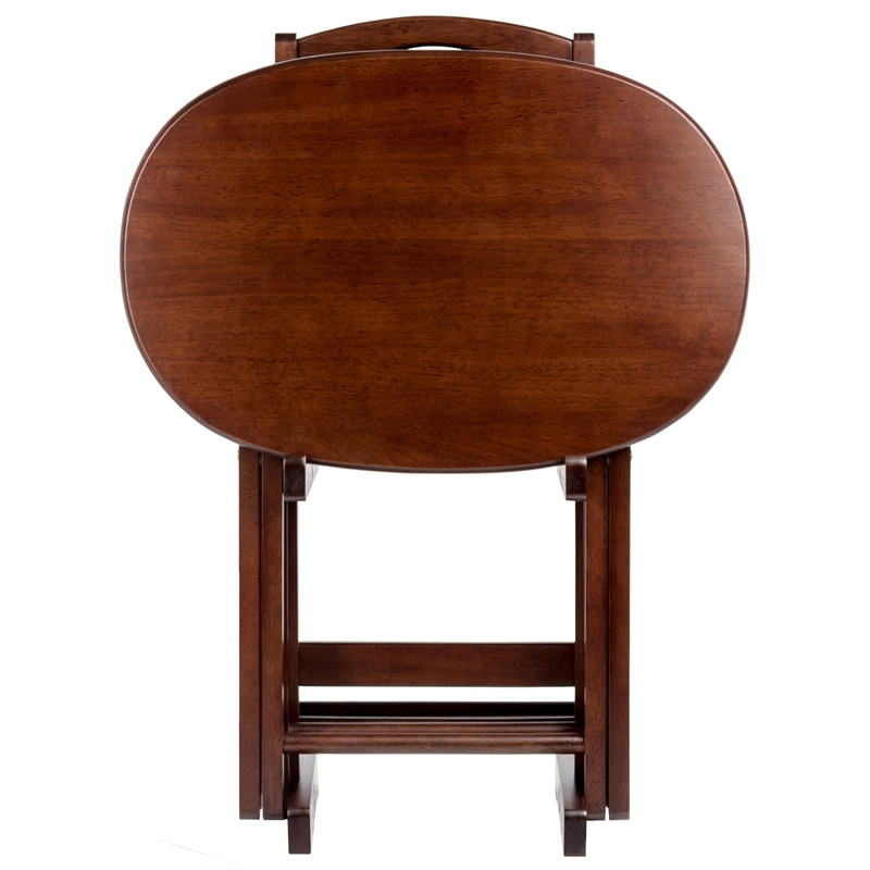 Kingfisher Lane 5-Piece Transitional Solid Wood Snack Table Set in Cappuccino