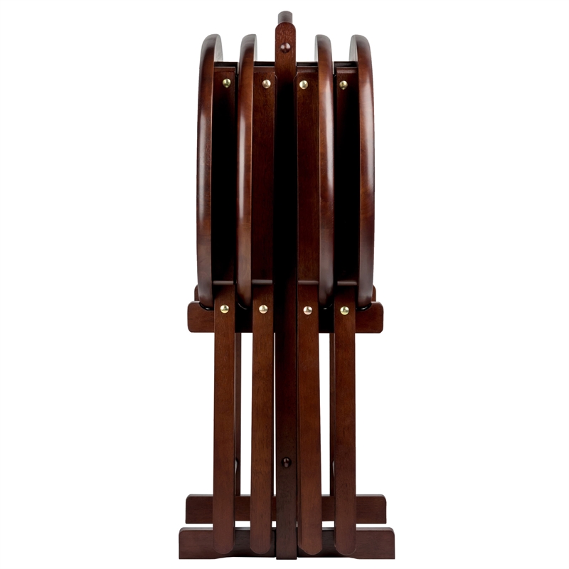 Kingfisher Lane 5-Piece Transitional Solid Wood Snack Table Set in Cappuccino