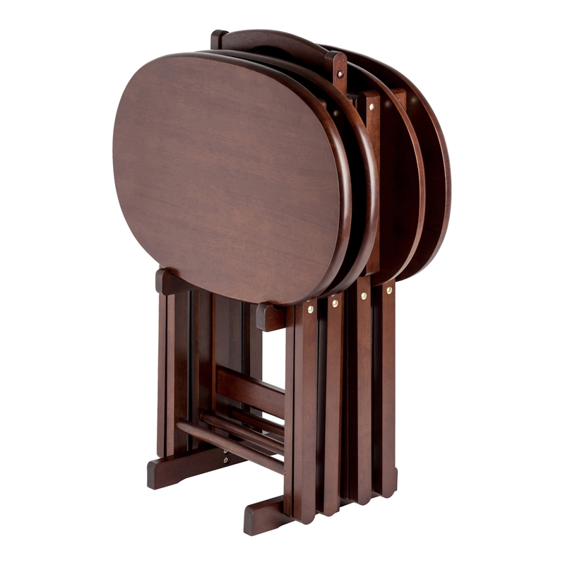 Kingfisher Lane 5-Piece Transitional Solid Wood Snack Table Set in Cappuccino