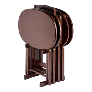 Kingfisher Lane 5-Piece Transitional Solid Wood Snack Table Set in Cappuccino