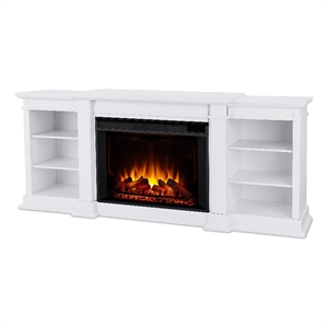 Kingfisher Lane 81&quot Modern Wood Grand Electric Fireplace TV Stand in White