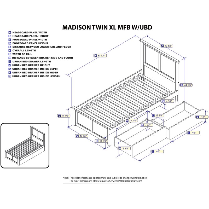 Kingfisher Lane Madison Twin XL Platform Bed  & Drawers in Espresso