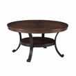 Kingfisher Lane Coffee Table Steel Legs Wood Top and Shelf in Rustic Umber Brown