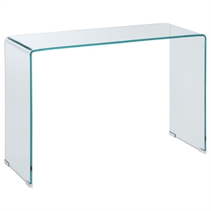 kingfisher lane contemporary rectangular softly curved glass sofa table in clear