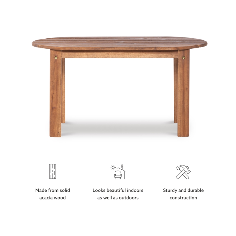 Kingfisher Lane Solid Acacia Wood Outdoor Coffee Table in Acorn Brown Stain