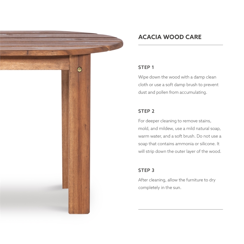 Kingfisher Lane Solid Acacia Wood Outdoor Coffee Table in Acorn Brown Stain