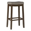 Kingfisher Lane Bar Stool Gray Woven Padded Seat Wood Frame in Rustic Brown