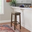 Kingfisher Lane Bar Stool Gray Woven Padded Seat Wood Frame in Rustic Brown