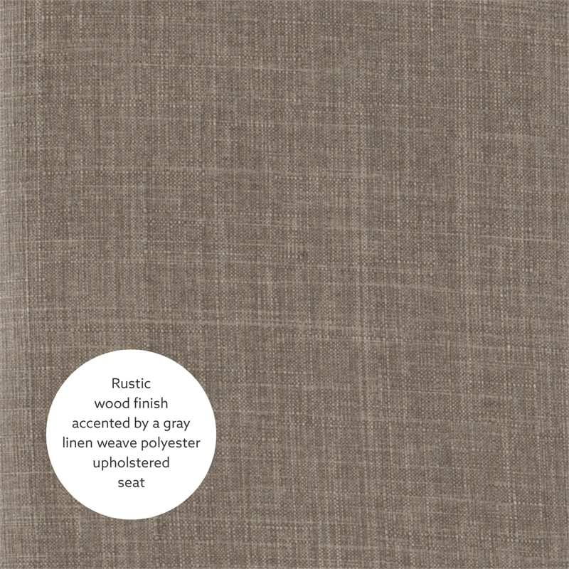 Kingfisher Lane Bar Stool Gray Woven Padded Seat Wood Frame in Rustic Brown