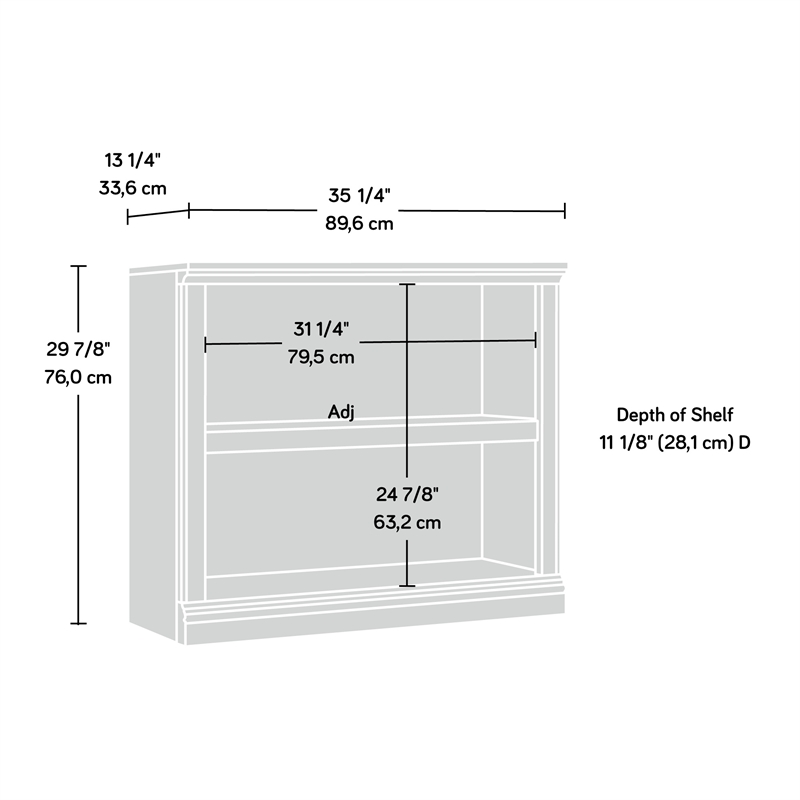 Kingfisher Lane Engineered Wood 2 Shelf Bookcase in Chalked Chestnut Finish