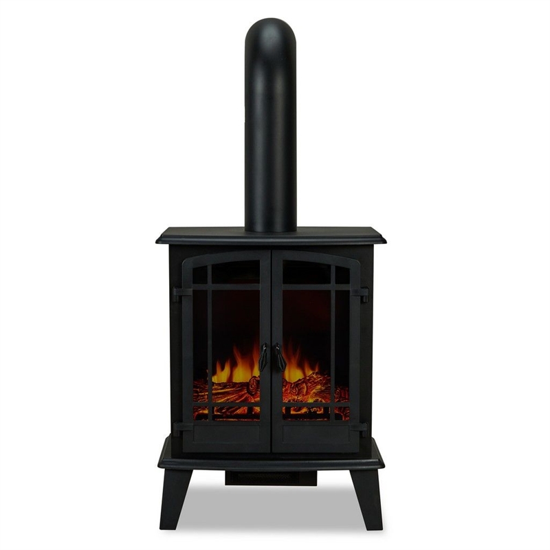 Kingfisher Lane Contemporary Metal Foster Stove Electric Fireplace in Black