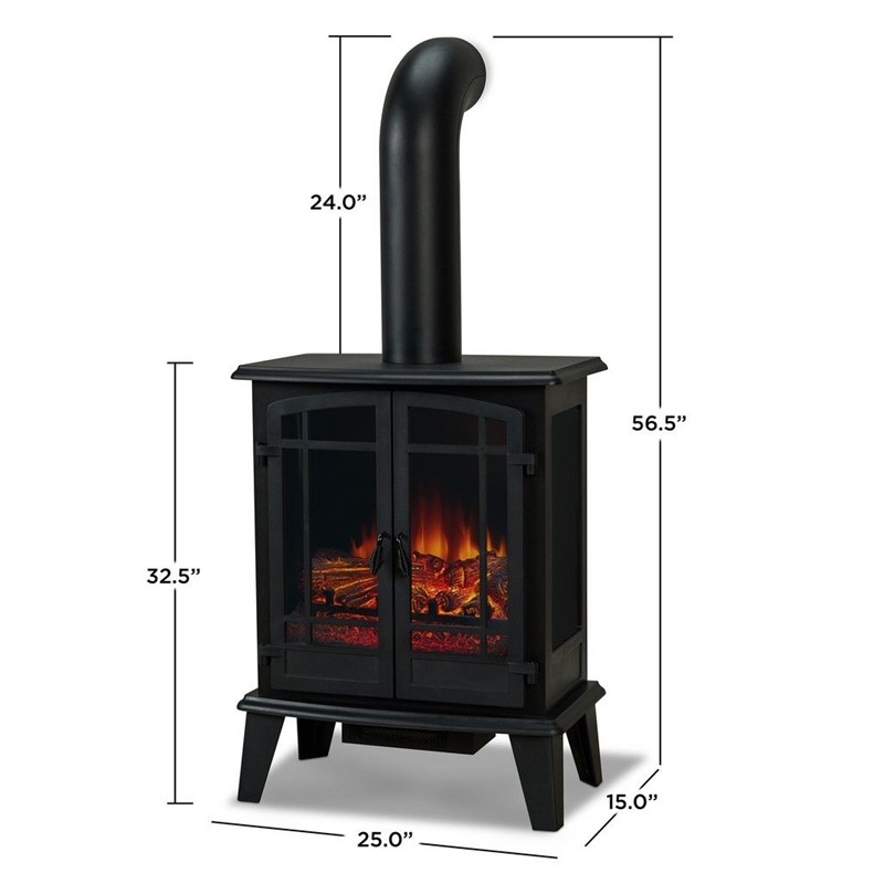 Kingfisher Lane Contemporary Metal Foster Stove Electric Fireplace in Black