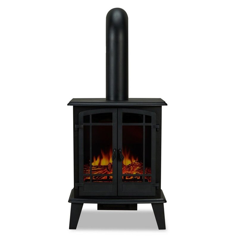 Kingfisher Lane Contemporary Metal Foster Stove Electric Fireplace in Black