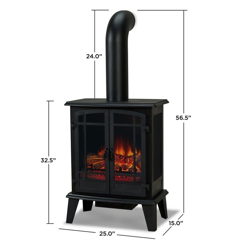 Kingfisher Lane Contemporary Metal Foster Stove Electric Fireplace in Black