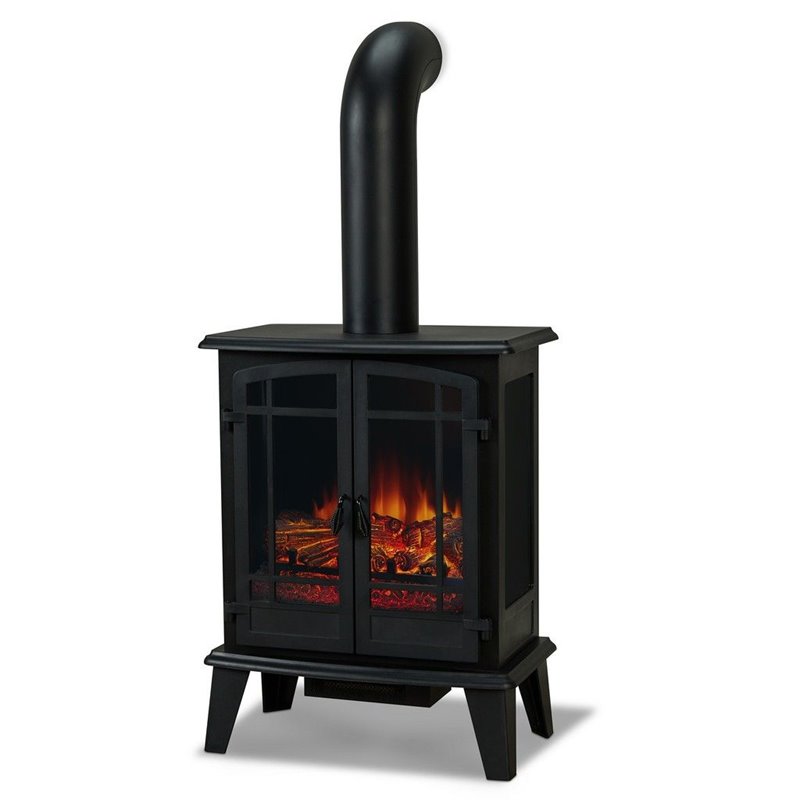 Kingfisher Lane Contemporary Metal Foster Stove Electric Fireplace in Black
