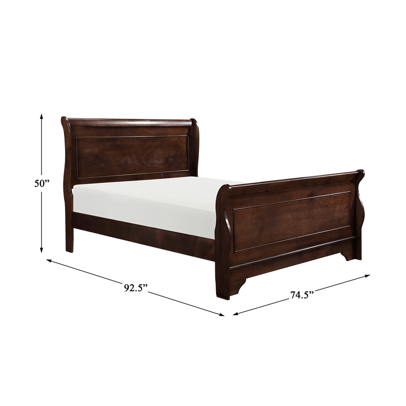 Kingfisher Lane Traditional Wood California King Sleigh Bed in Brown Cherry