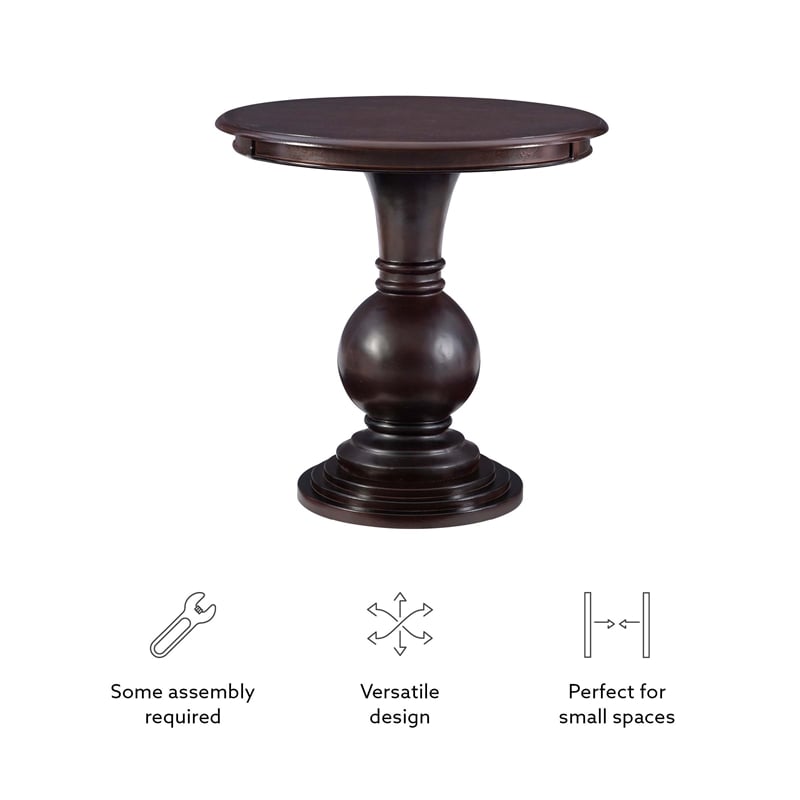 Kingfisher Lane Round Wood Accent Table Pedestal Base 26.5