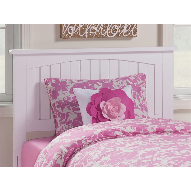 Kingfisher Lane Twin Wood Panel Headboard with USB Charging Station in White
