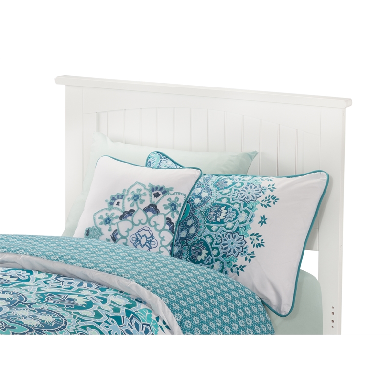 Kingfisher Lane Twin Wood Panel Headboard with USB Charging Station in White