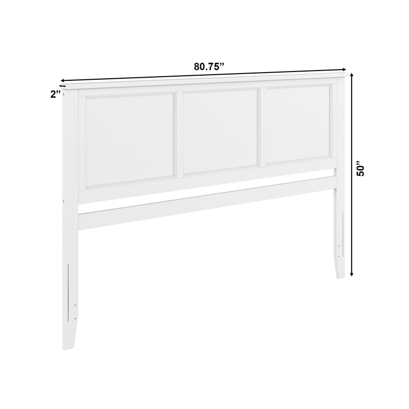 Kingfisher Lane Contemporary King Solid Wood Panel Headboard in White