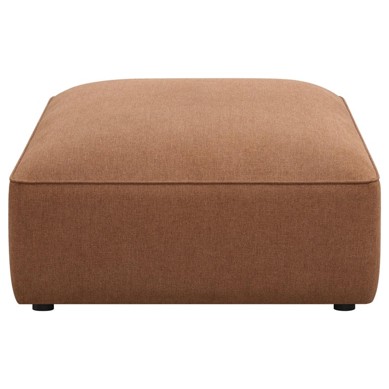 Kingfisher Lane Contemporary Fabric Upholstered Square Ottoman in Terracotta