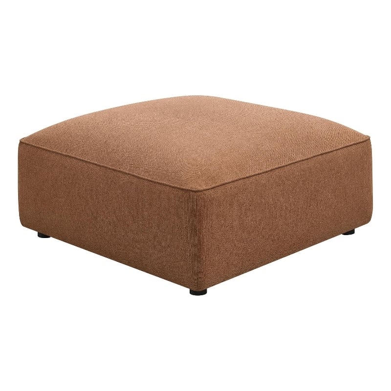 Kingfisher Lane Contemporary Fabric Upholstered Square Ottoman in Terracotta