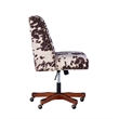 Kingfisher Lane Wood Base Upholstered Rolling Office Chair in Brown Cow Print
