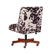 Kingfisher Lane Wood Base Upholstered Rolling Office Chair in Brown Cow Print