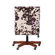 Kingfisher Lane Wood Base Upholstered Rolling Office Chair in Brown Cow Print