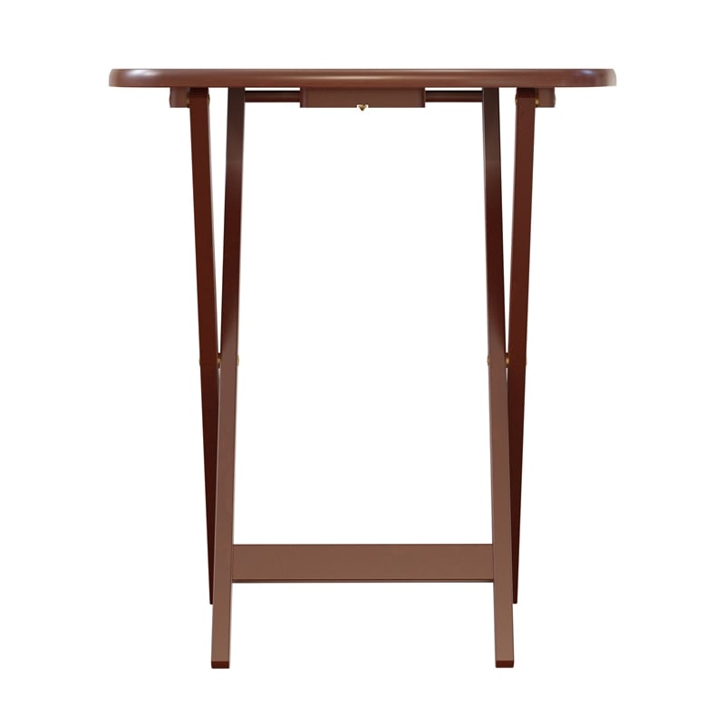 Kingfisher Lane 5-Piece Transitional Solid Wood Snack Table Set Walnut Finish
