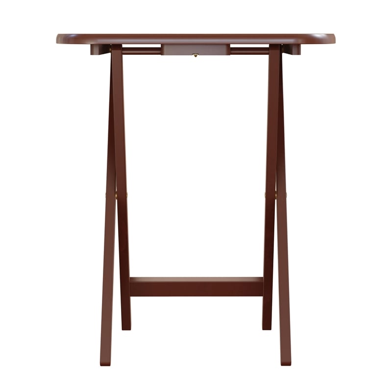 Kingfisher Lane 5-Piece Transitional Solid Wood Snack Table Set Walnut Finish
