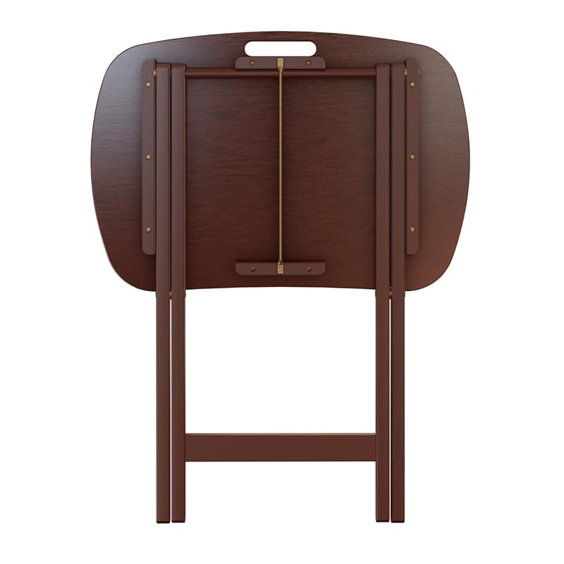Kingfisher Lane 5-Piece Transitional Solid Wood Snack Table Set Walnut Finish