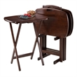 Kingfisher Lane 5-Piece Transitional Solid Wood Snack Table Set Walnut Finish