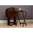 Kingfisher Lane 5-Piece Transitional Solid Wood Snack Table Set Walnut Finish