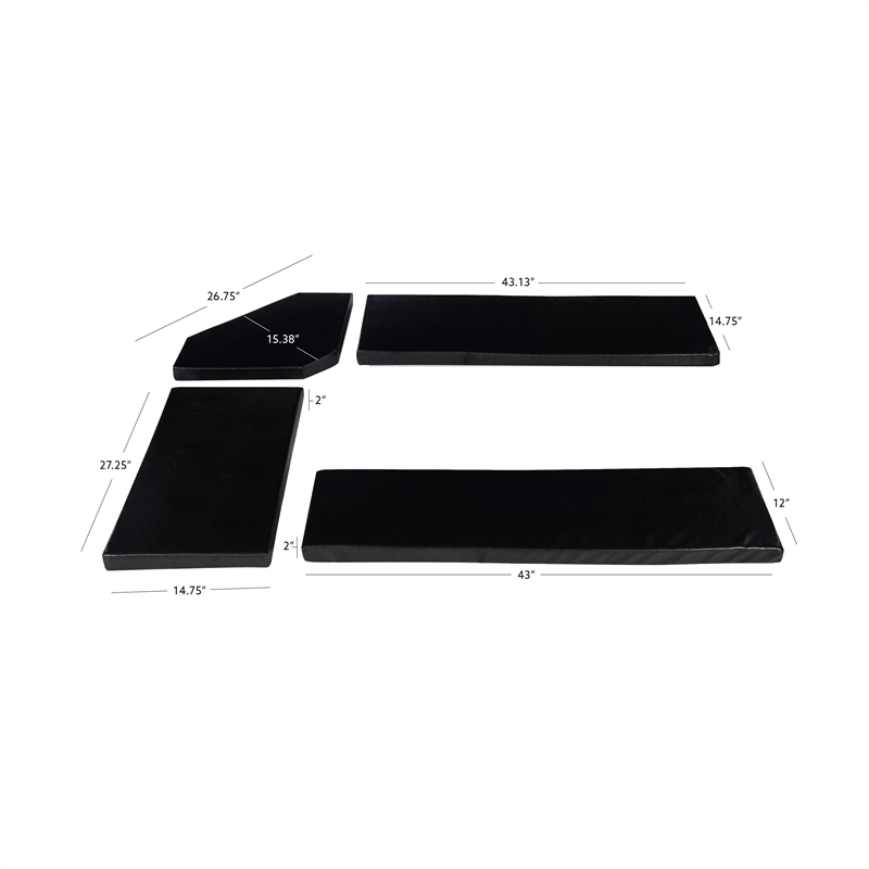 Kingfisher Lane Faux Leather Cushion Set for Nook in Black (Nook NOT Included)